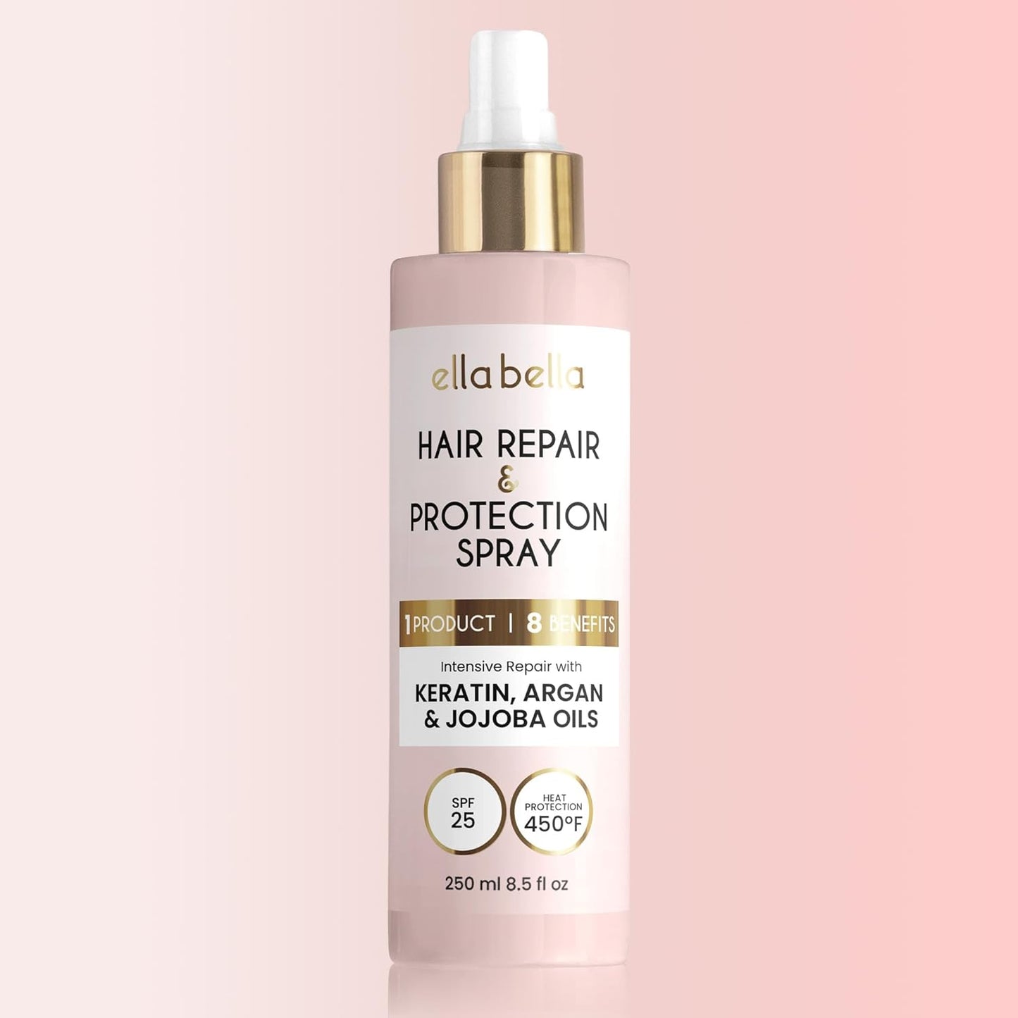 ELLA BELLA®️ All-in-1 Heat Protectant Spray for Hair • Repair, Protect, and Nourish with UV Shield • Cruelty-Free Formula with Argan Oil, Jojoba, and Keratin • Professional Hair Heat Protection Spray