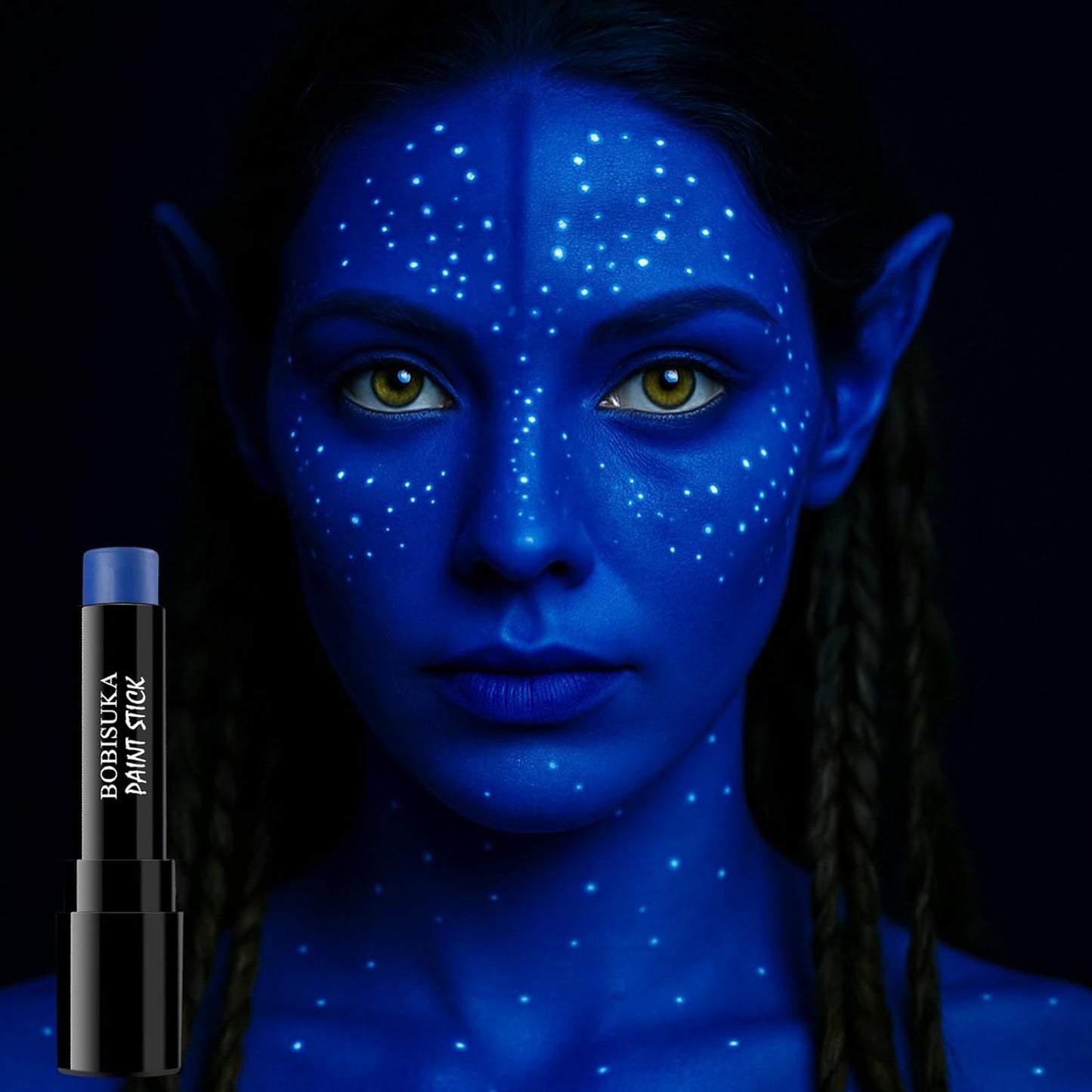 BOBISUKA Blue Body Face Paint Stick, Royal Blue Eye Black for Baseball Football Softball Sports, Blendable Body Painting Halloween Makeup Ideal for Avatar Galaxy Looks