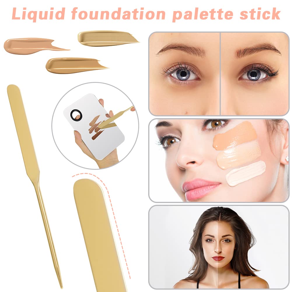 3PCS Stainless Steel Makeup Mixing Palette With Spatula - Professional Cosmetic Artist Tool for Eye Shadow, Eyelash, Nail Art, Foundation