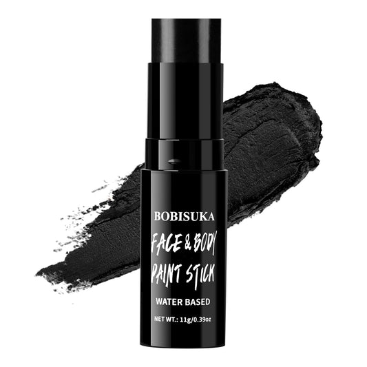 BOBISUKA Black Face & Body Paint Stick Washable Water-Based Face Paint Makeup Stick for Halloween Skeleton, Skull, Clown, Joker, Cosplay, SFX, Sports Eye Black & Costume Party