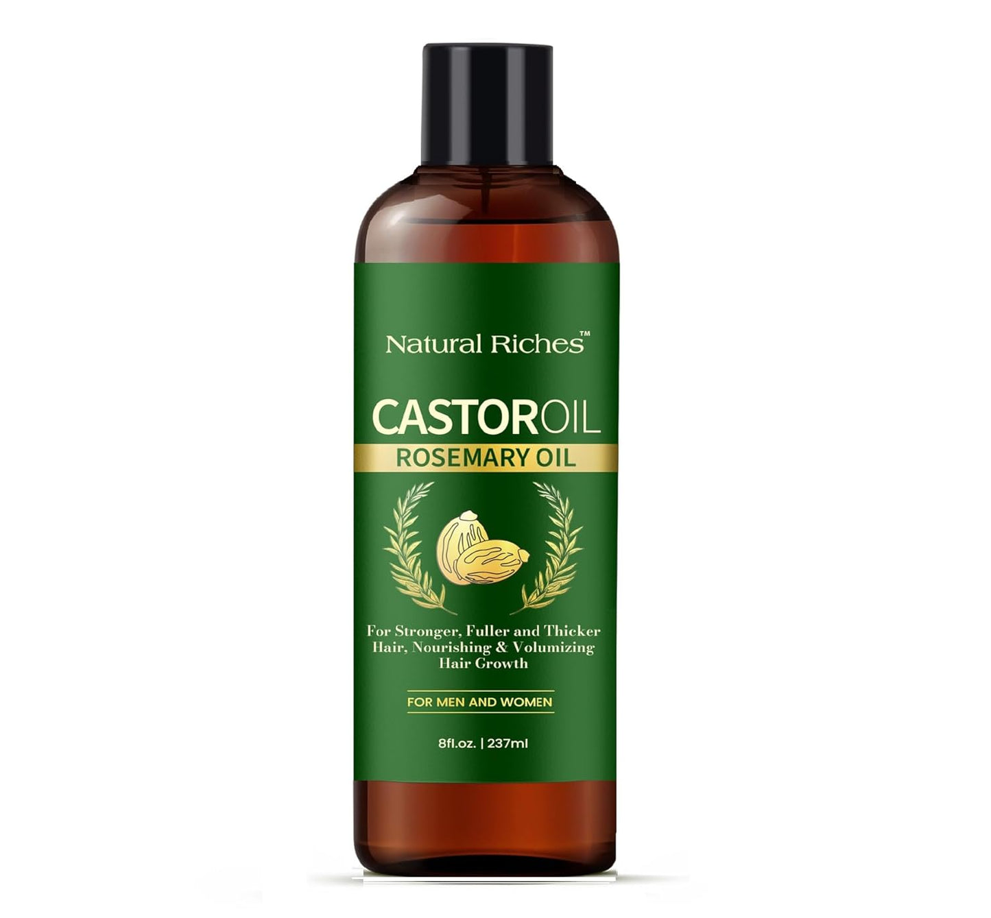 Natural Riches Castor Oil with Rosemary, 8 fl oz – Organic Blend for Thicker, Fuller Hair Growth – Premium Grade Hair Treatment.