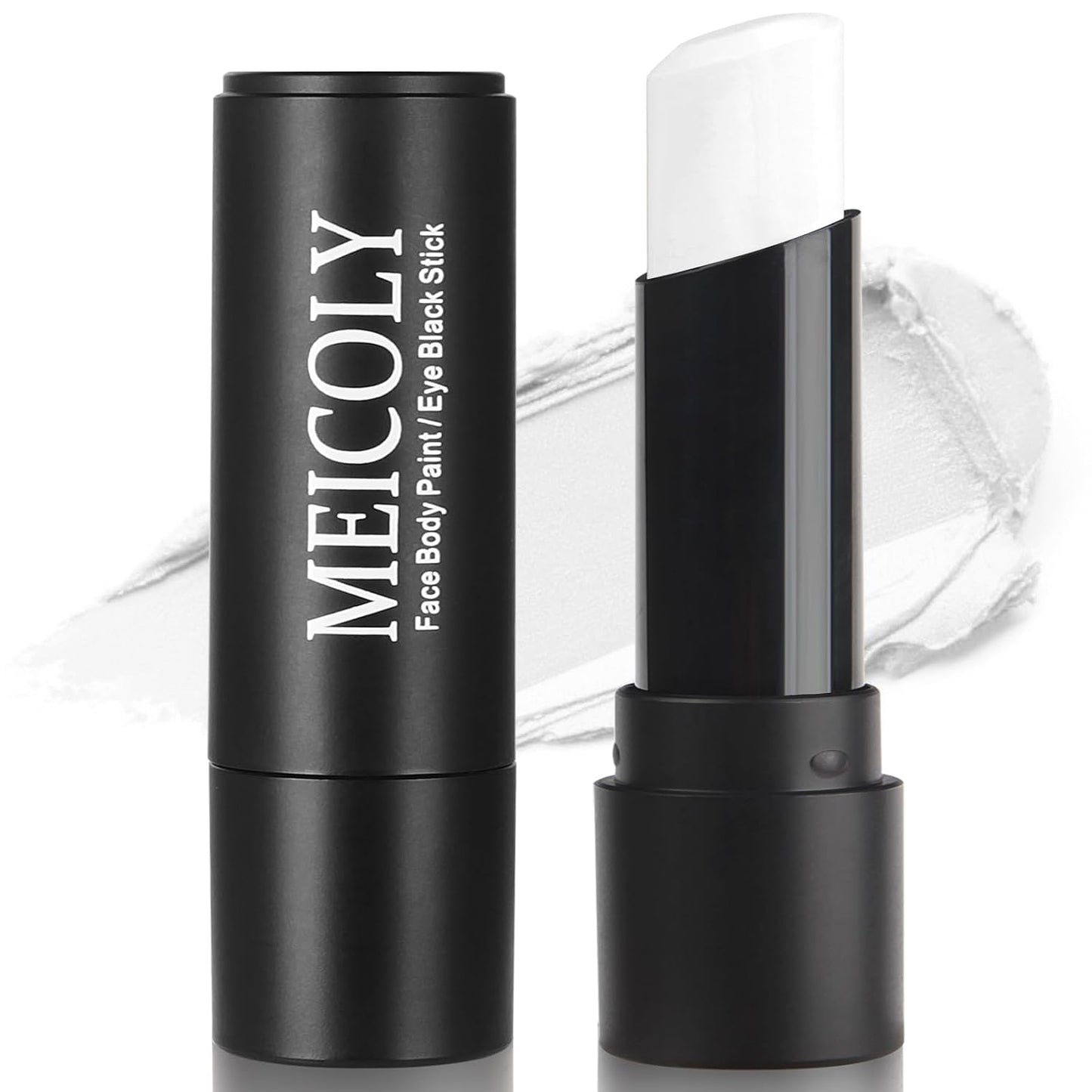 MEICOLY White Face Body Paint Stick for Halloween SFX Cosplay Corpse Clown Makeup,White Face Paint for Adults and Kids,Waterproof Eye Black Stick for Baseball Softball Football Lacrosse