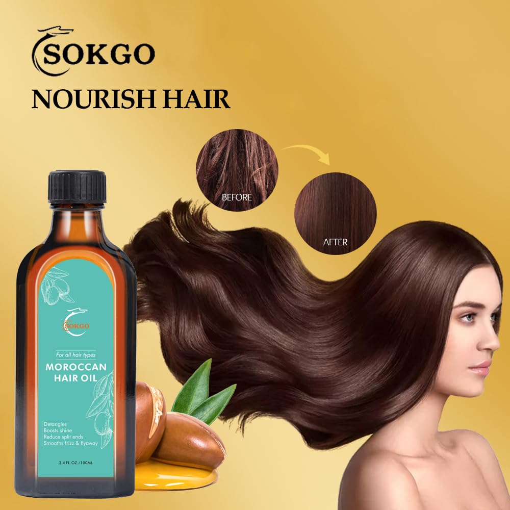 Moroccan Argan Treatment Oil for Luxurious Hair Care and Repair, Extra Strength Treatment for Split Ends, Frizzy Hair and Flyaways