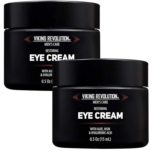 Viking Revolution Natural Eye Cream for Men - Anti Aging, Dark Circle, Under Eye Treatment - Men's Eye Moisturizer Wrinkle Cream - 0.5 Ounce (Pack of 2)