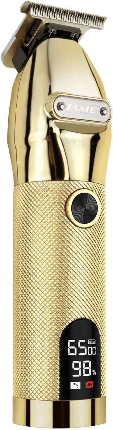Professional Hair Trimmer Cordless Outlining Trimmer T Liners Clippers for Men Rechargeable LED Display Zero Gapped Trimmers for Barbers（Gold
