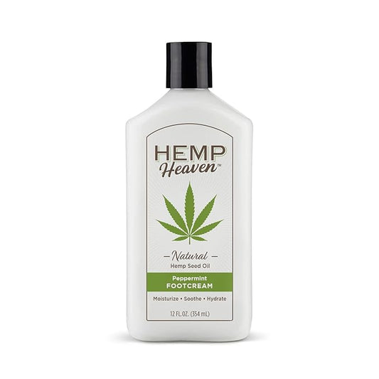 Hemp Heaven Peppermint Foot Cream Infused with Hemp Seed Oil - Hydrating Care for Dry Cracked Feet - 12oz