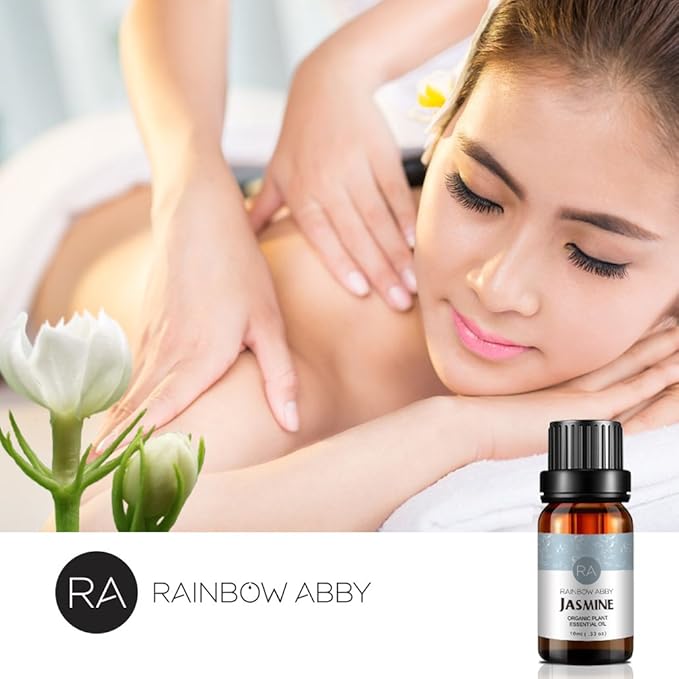 RAINBOW ABBY Jasmine Essential Oil 100% Pure Orangic Aromatherapy Plant Essential Oils Set for Diffuser - 10ML