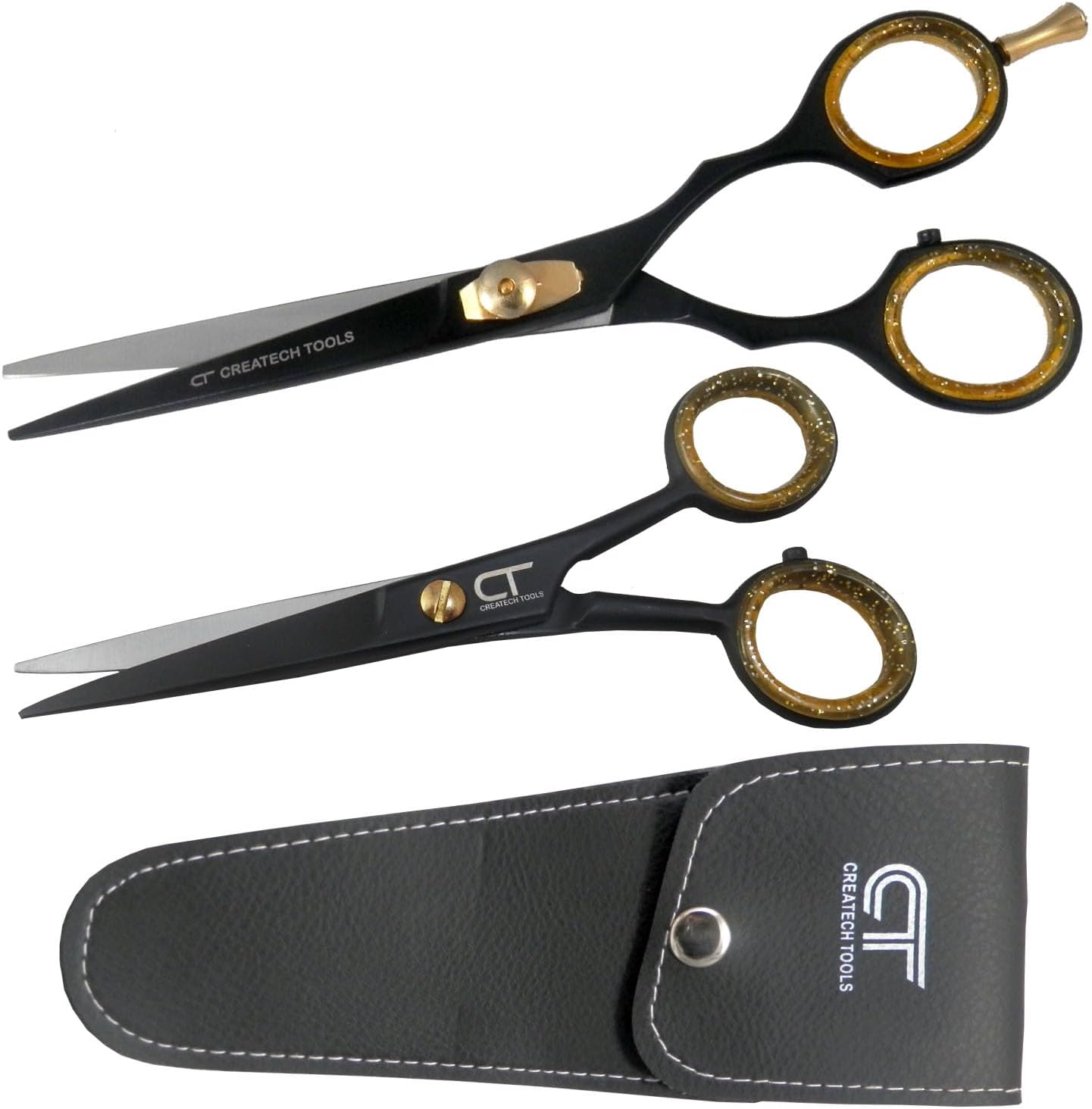Hair Scissors Set – Large and Small Hair Cutting, Hairdressing and Trimming Black Scissors, Family Care Pack