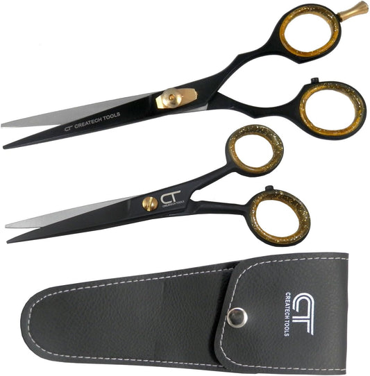 Hair Scissors Set – Large and Small Hair Cutting, Hairdressing and Trimming Black Scissors, Family Care Pack