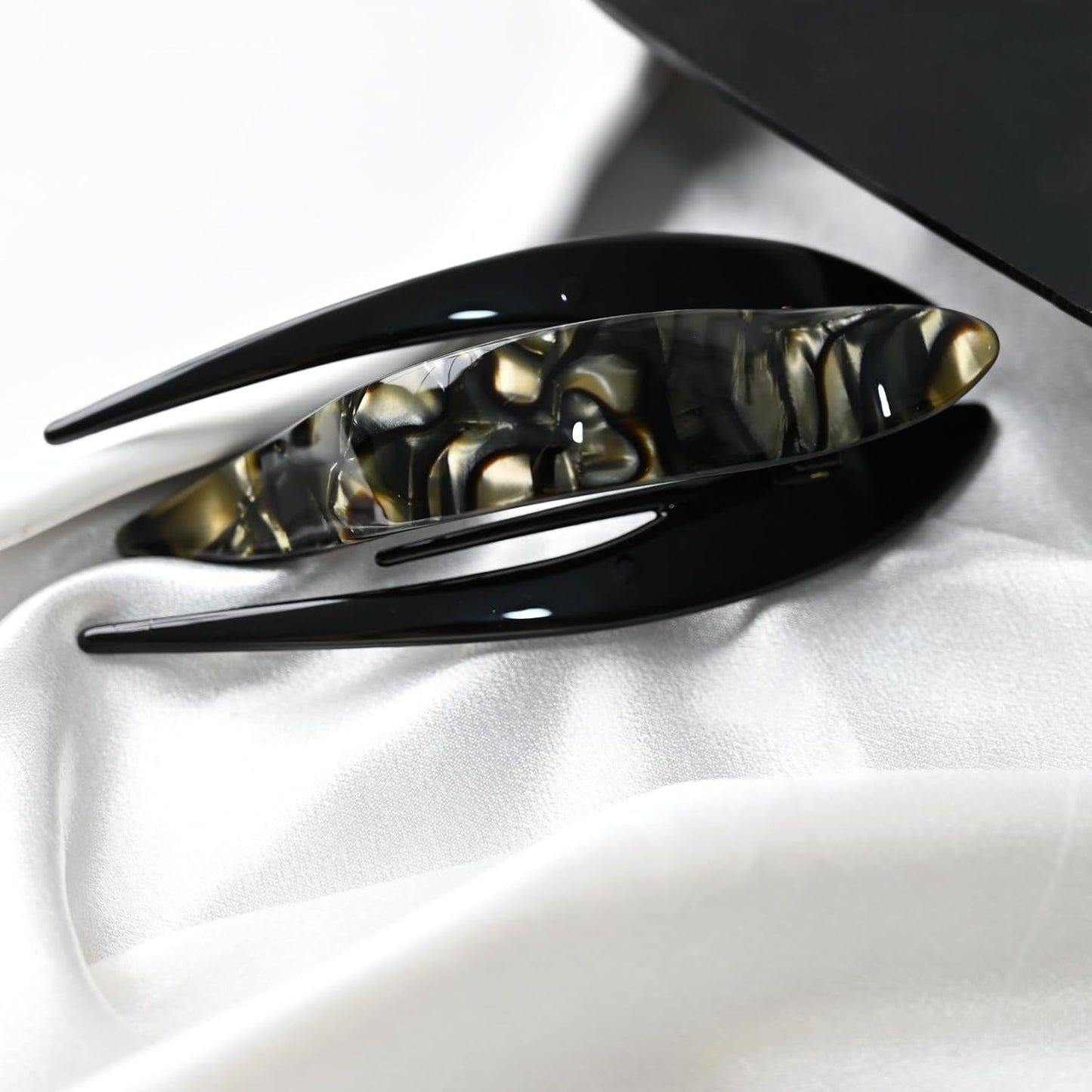 Handmade Celluloid French Design Tortoise Shell Barrettes Side-slide Opening Duck Luxury Fashion Accessories Hair Clip Claw for Women (tortoise grey)