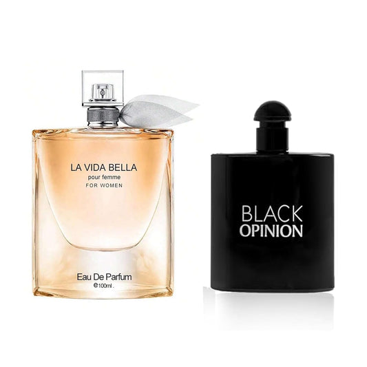 Women's Perfume La Vida Bella& Black Opinion Combo Set Eau De Parfum Long Lasting Fragrance 3.4 Fl Oz Spray Each for Daily Used