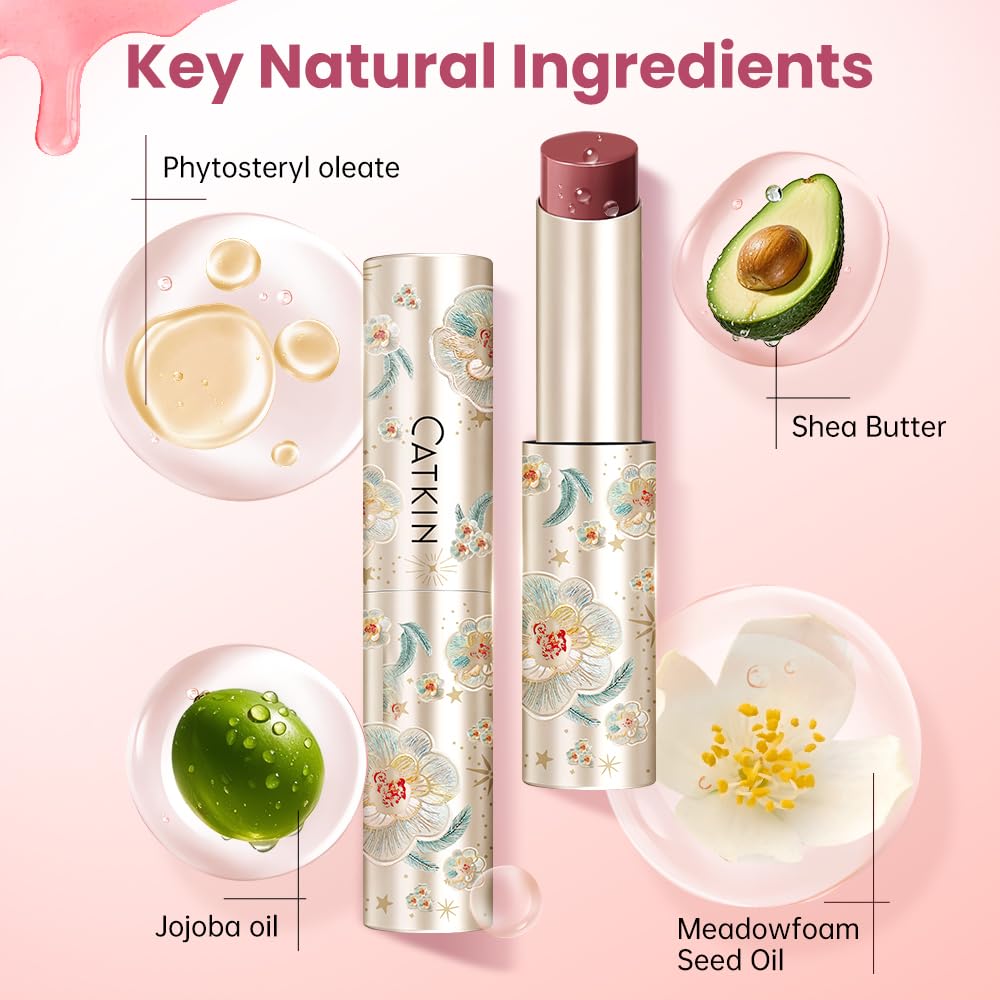 CATKIN Glossy Lip Balm Ultra Hydating Glow Lip Tinted Jelly Plump Melting Balm Shea Butter Repair Soothing For Dry Lips Dewy Finished 0.12 oz C01 ANTHURIUM