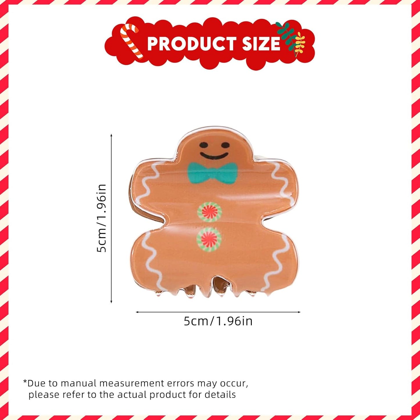 Cute Gingerbread Doll Hair Claw Clips for Women Girls, 2 Pcs Christmas Hair Clips Small Gingerbread Doll Claw Clips Winter Christmas Hair Accessories Acrylic Non-Slip Hair Claw for Hair and Thin Hair