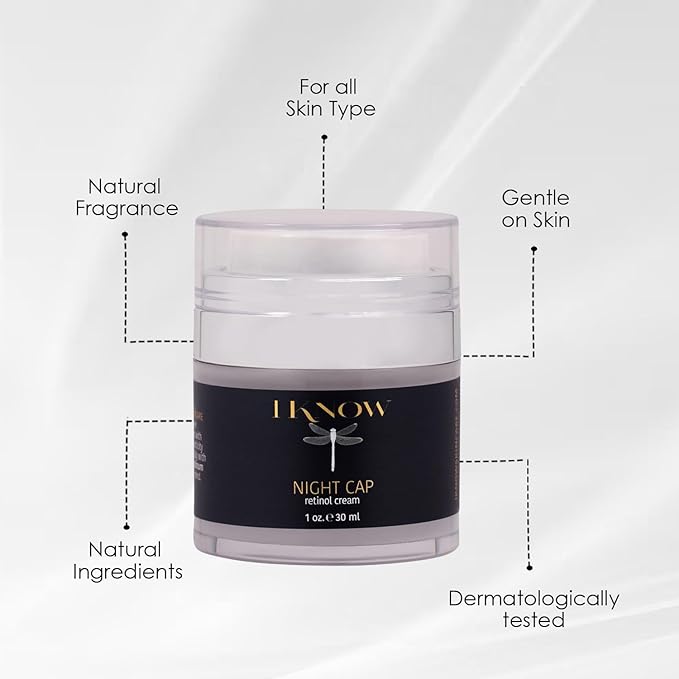 IKNOW NIGHT CAP Retinol Cream Skincare, Pro-Aging Night Cream for Skin Rejuvenation, Retinol Night Cream for Overnight Skin Renewal, Hydrating Retinol Moisturizer (1oz)