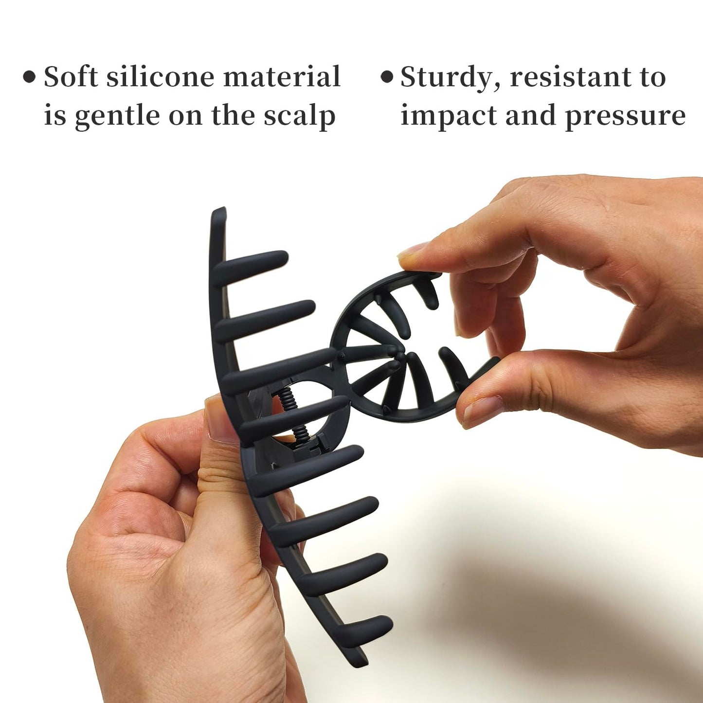 5 Inch Hair Claw Clips Large Flexible Silicone Unbreakable Bendable Big Clip Clamp for Thick Hair Women, 2 Pack Black