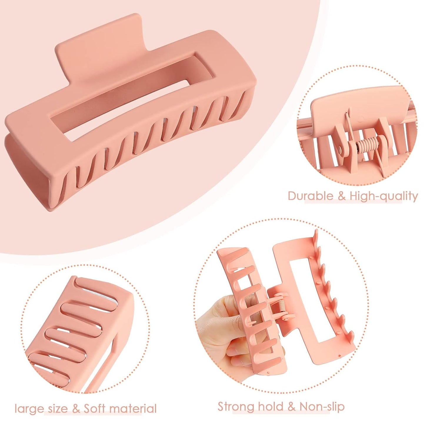 4.1 Inch Large Hair Claw Clips 8 Pcs Rectangle Big Hair Clips for Thick Hair Nonslip Claw Acrylic Banana Jaw Clips Hair Accessories for Women and Girls (Light Color)