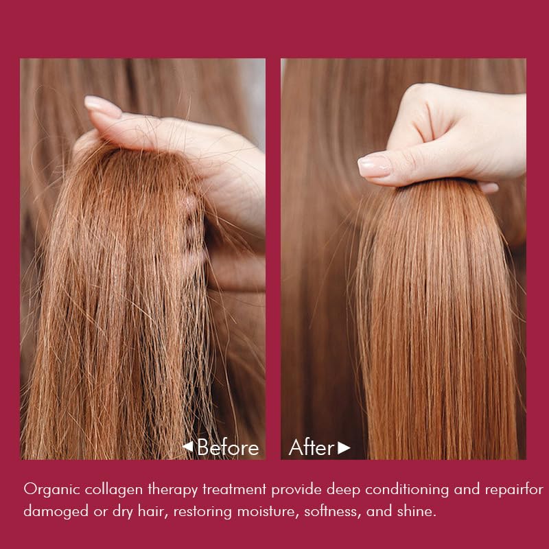 Ecolchi Collagen Hair Mask Deep Repair Conditioning Collagen Shea Butter Hair Treatment for Dry and Damaged Hair All Hair Types 18.6 oz 550ml