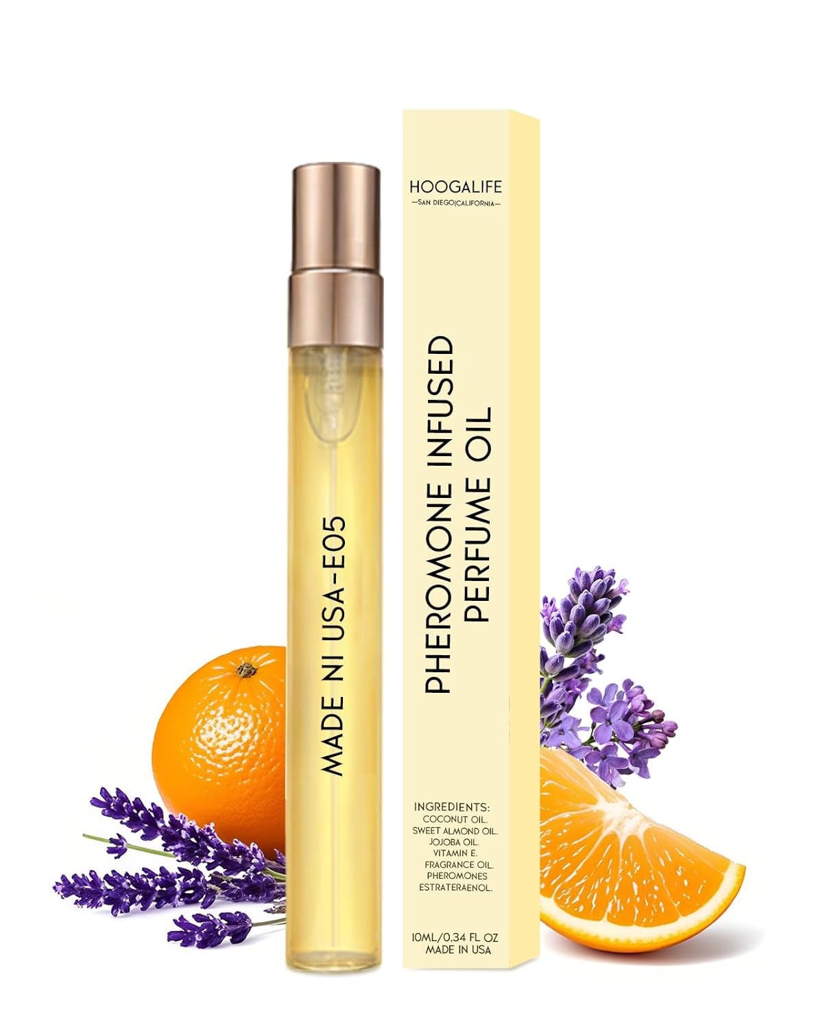 HoogaLife Pheromones Perfumes for Women,Inspired by Gu/c.c.i GuiIt/y, Citrus, Peach, Amber, Patchouli,Travel Size Perfume Oil for Women, 0.34/10ml fl.oz, Made in USA- No.E05