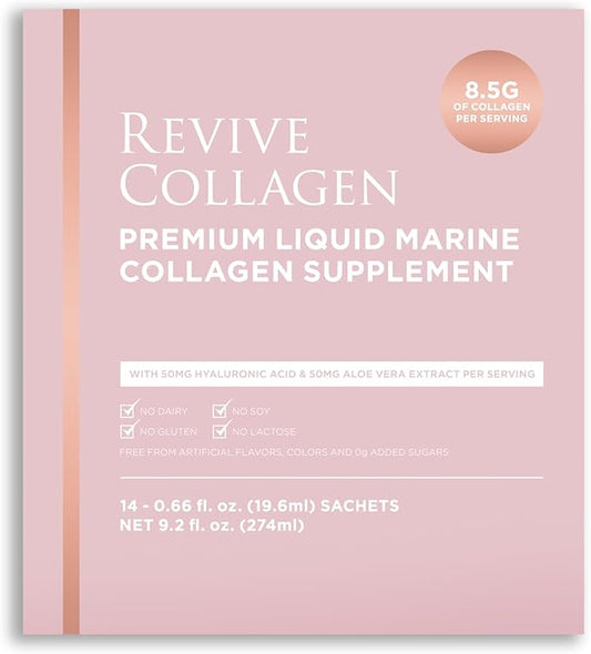 Premium 8,500mg Hydrolyzed Marine Collagen Supplements Drink with Added Hyaluronic Acid & Aloe Vera for Healthy Skin, Hair, Nails & Joints | Lemon & Lime (14 Days Supply)