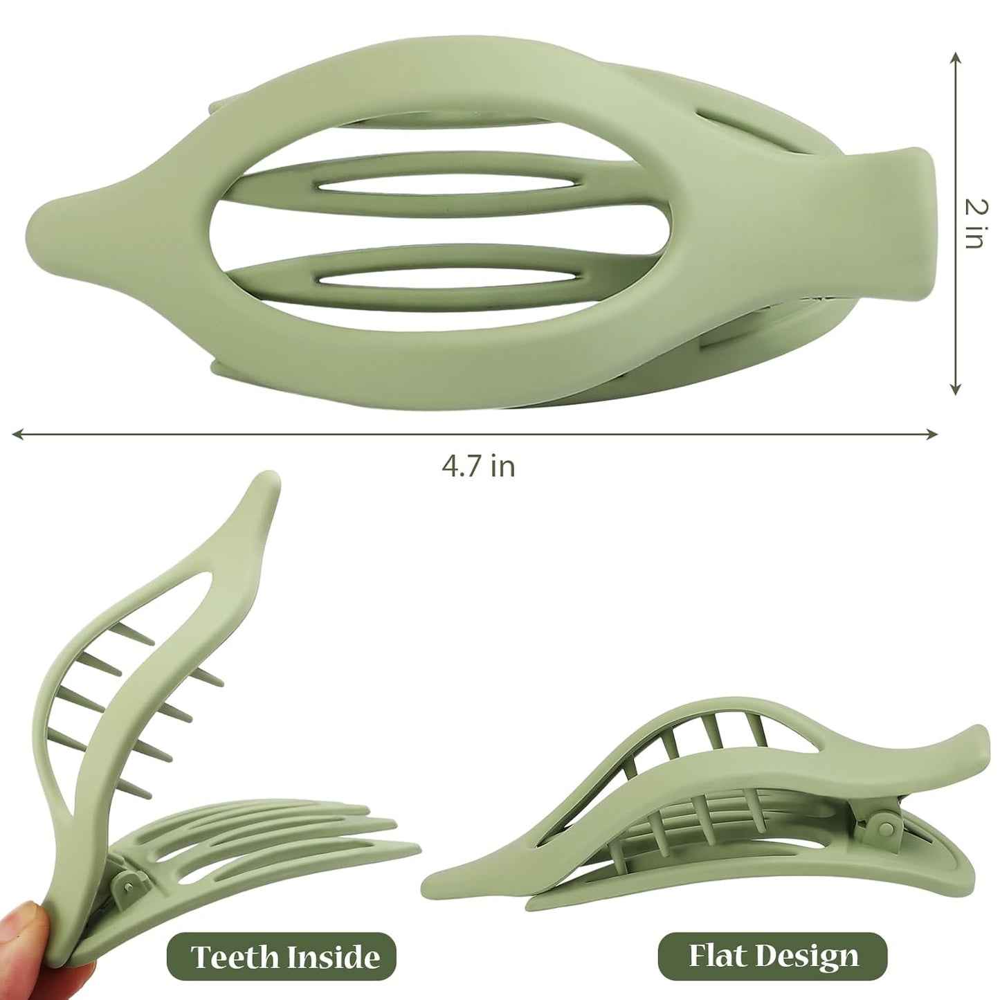 Flat Hair Clip 6 pcs Lay Down Claw Clips Hair Accessories for Women -Colorful