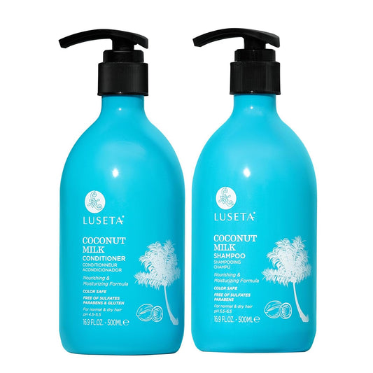 L LUSETA Coconut Milk Shampoo & Conditioner, Nourishing & Moisturizing Hair, Sulfate & Paraben Free, Keratin & Color Safe, 16.9oz Each