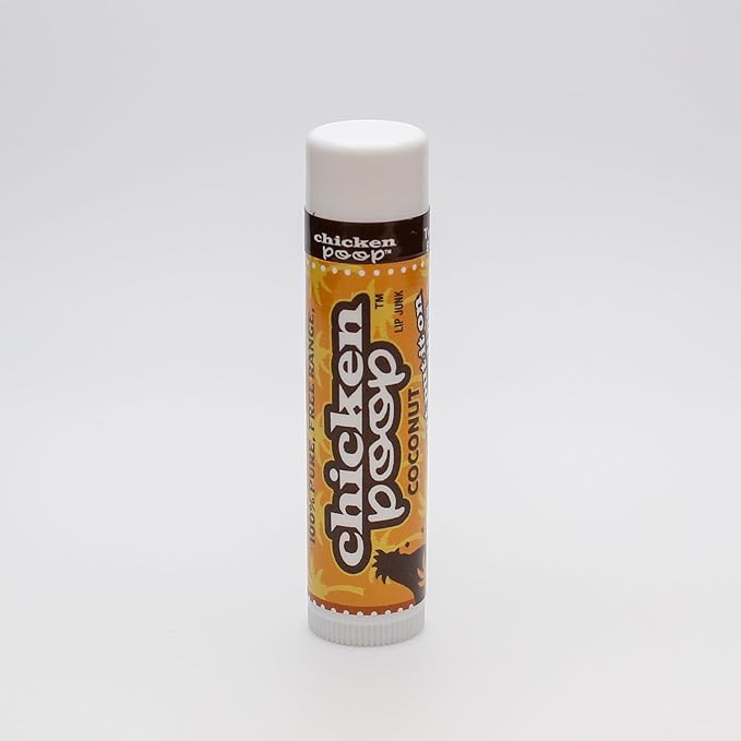 Chicken Poop Lip Balm Simone Chickenbone Coconut 100% Natural Moisturizer for Dry Chapped Lips, 0.15 oz (Pack of 4)