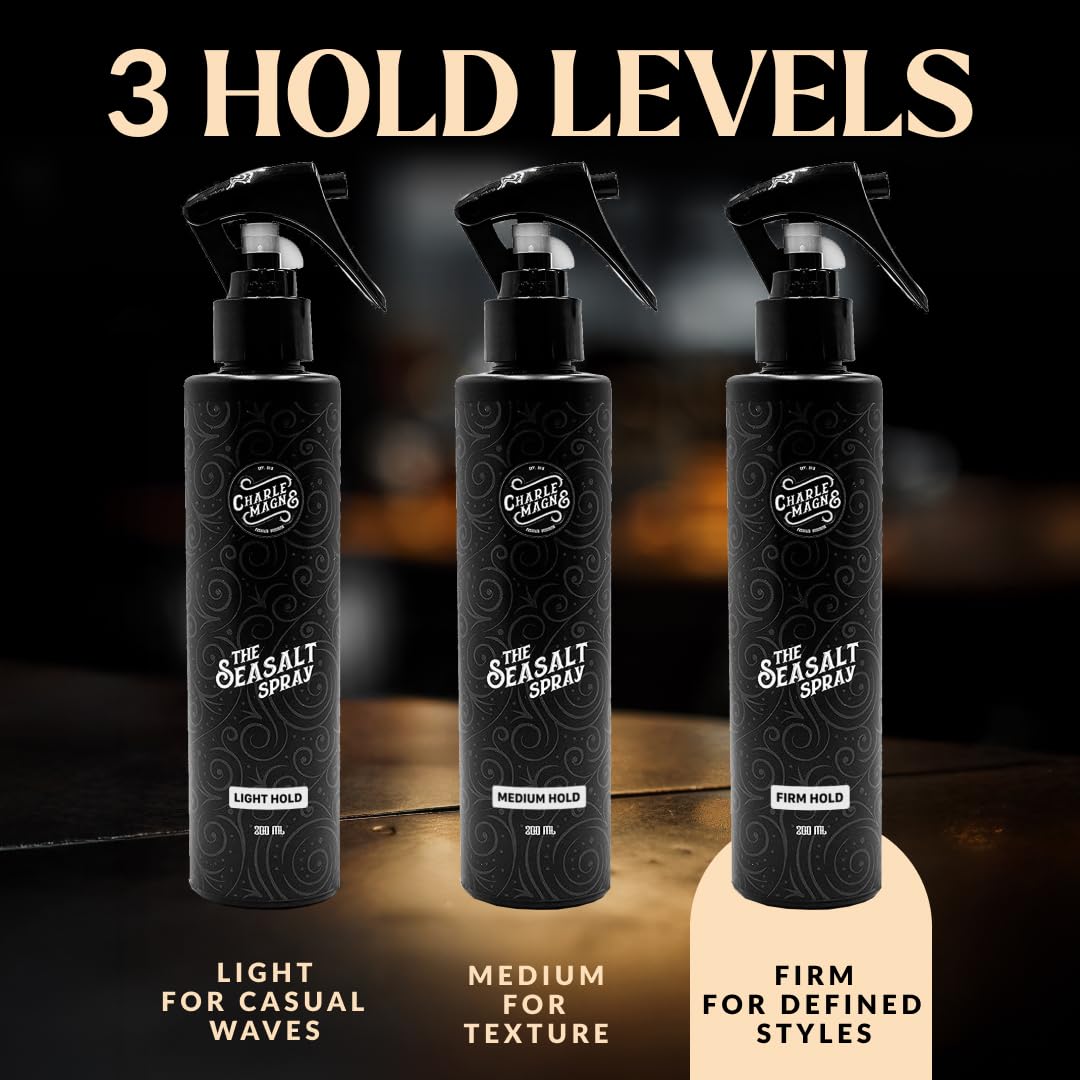 Charlemagne Sea Salt Spray for Men - 6.76 fl oz, 2 Pack - Sea Salt Hair Texture Spray for Beach Hair Waves & Volume, Matte Hold & Heat Protection - Made in Germany