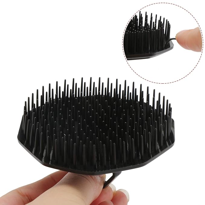 Scalp Massage Shampoo Brush, Segbeauty 4pcs Massage Hair Brushes Floriated Shower Comb for Deep Cleaning Hair Men's Hand Brush Growth Beard Brush Pet Grooming Brushes (Black(Ringed Handle))