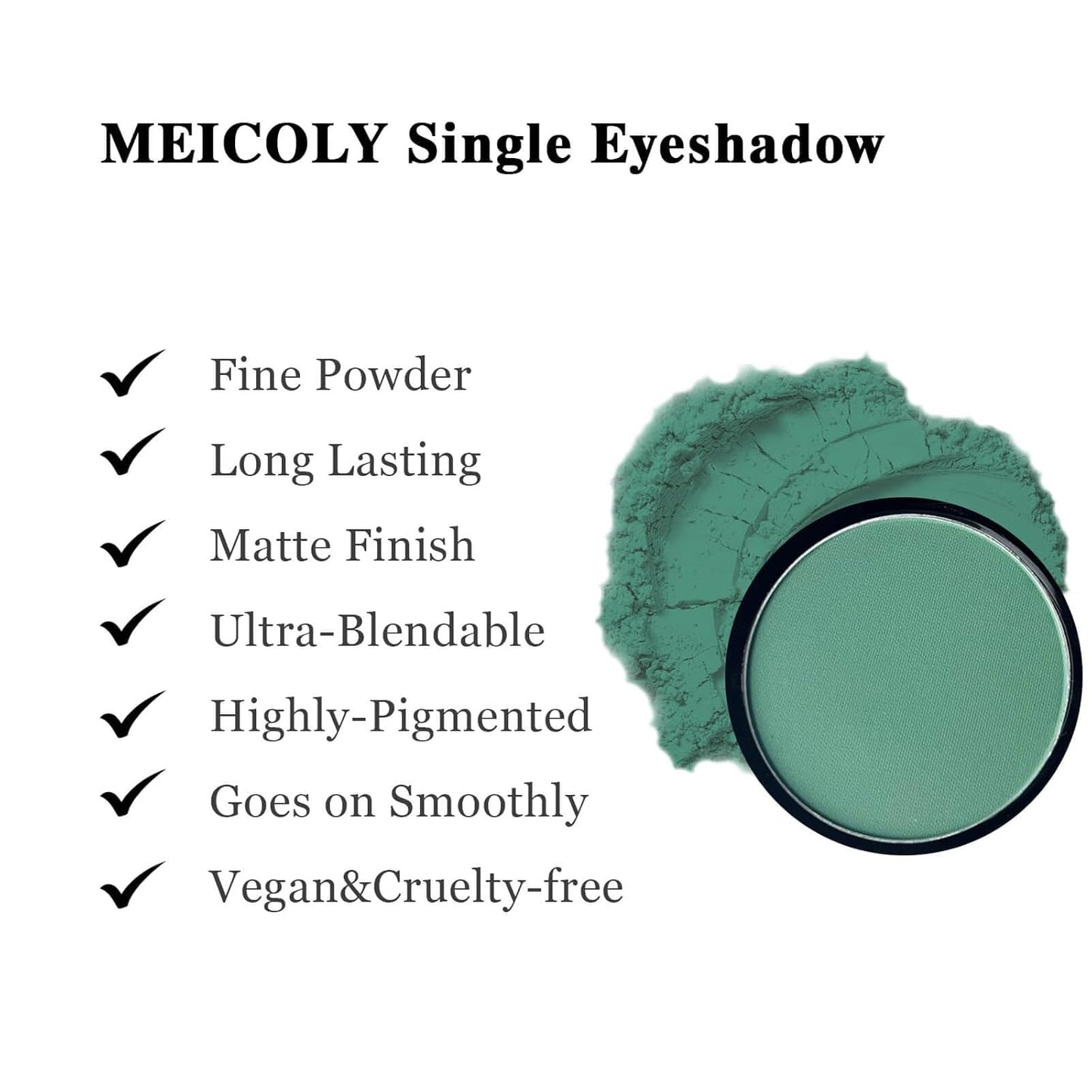 MEICOLY Single Green Eyeshadow Palette with Mirror,Matte Green Eye Shadow for Elphaba Makeup,Pressed Powder Eyeshadow,Matte Shade Eyelid Color Eye Makeup,High Pigment,Long Wear