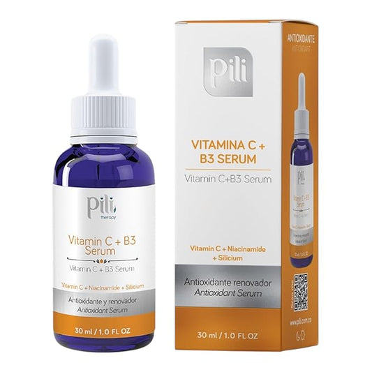 Pili Vitamin C Serum with Niacinamide & Organic Silicon – Brightening, Hydrating & Anti-Aging Face Serum for All Skin Types, Including Oily & Acne-Prone Skin – 1 fl oz