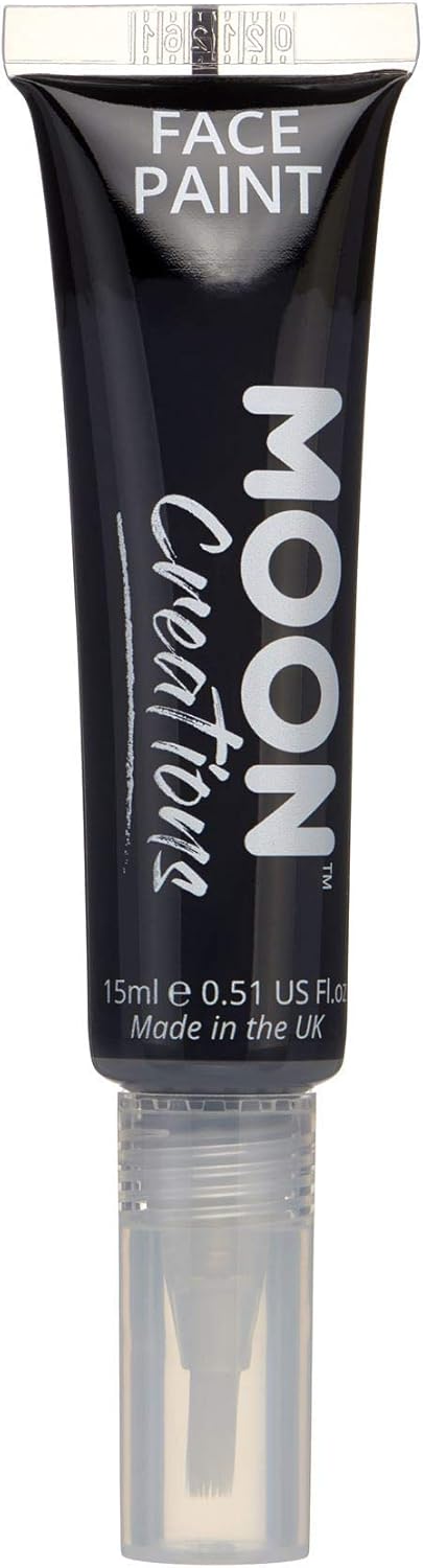 Face & Body Paint with Brush Applicator by Moon Creations - 0.50fl oz - Black