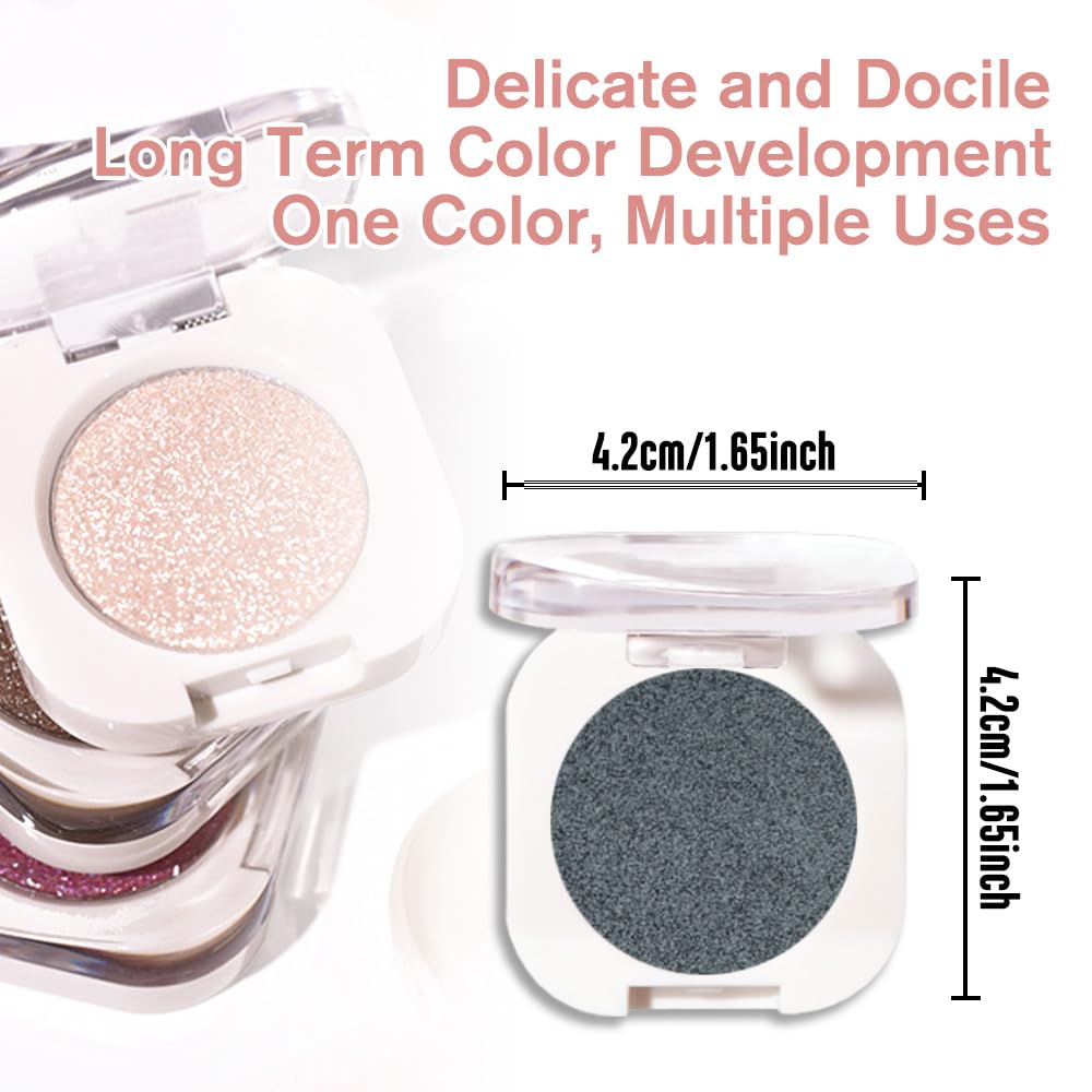 Dark Teal Glitter Single Eyeshadow, Lightweight Blendable Mini Eye Shadow for Older Women, Monochrome Eyeshadow Palette Makeup Pigmented Waterproof, Vegan & Cruelty-Free, 33