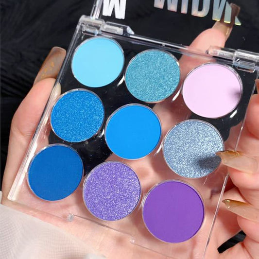 AMY'S DIARY Blue Purple Matte Eyeshadow Palette, 9 Colors - Long Lasting, Colorful Eye Shadow Platte for Women (03)