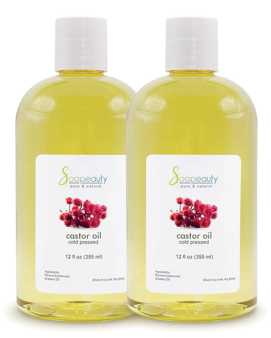Soapeauty Cold Pressed Castor Oil |100% Pure Natural USP Grade Promotes Healthy Skin & Hair | Hexane Free | Thickens Eyebrows & Lengthens Eyelashes | 24 fl oz