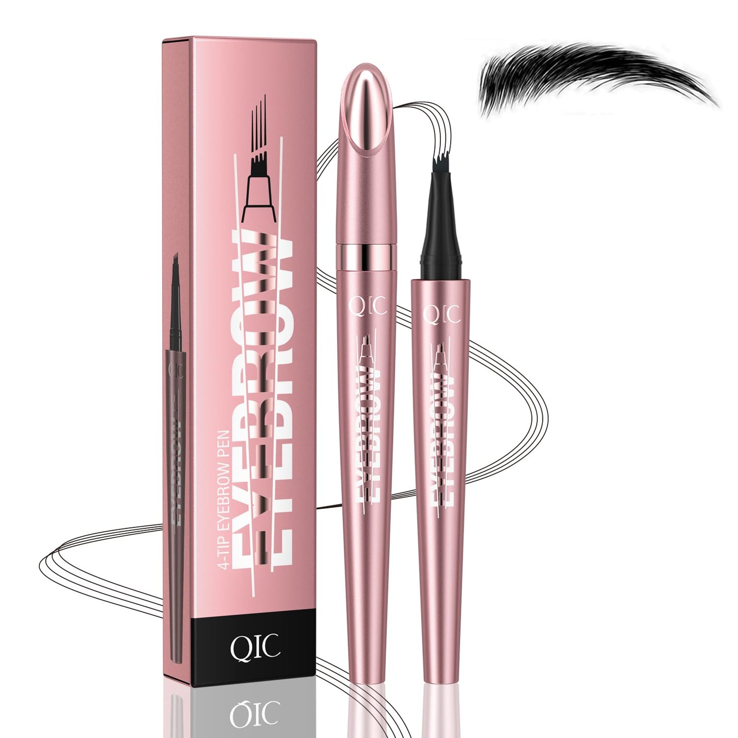 Eyebrow Pen, Waterproof Microblading Eyebrow Pencil, Eye Brown Makeup Pen with a Micro-Fork Tip for Women to Effortlessly Create Hair Like Natural Brows Black