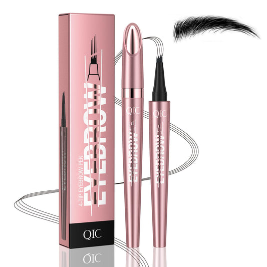 Eyebrow Pen, Waterproof Microblading Eyebrow Pencil, Eye Brown Makeup Pen with a Micro-Fork Tip for Women to Effortlessly Create Hair Like Natural Brows Black