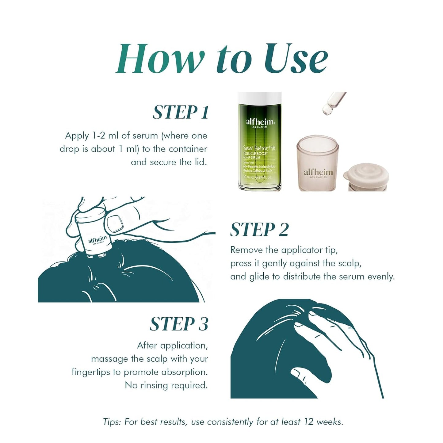 ALFHEIM Saw Palmetto Scalp Serum to Strengthen Follicles | With Caffeine & Biotin for Fuller Hair | Helps Balance Scalp, Revive Hair Roots & Enhance Hair Density | 0.34 fl oz + Serum Applicator