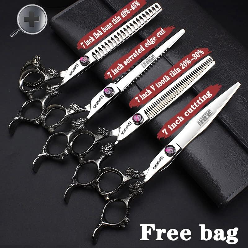 Professional Japanese Hairdressing Scissors Set - Slim Design, 7 Inch, 4 Pieces for Men or Women