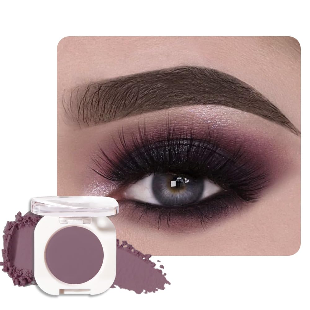 Plum Matte Single Eyeshadow, Lightweight Blendable Mini Eye Shadow for Older Women, Monochrome Eyeshadow Palette Makeup Pigmented Waterproof, Vegan & Cruelty-Free, 30