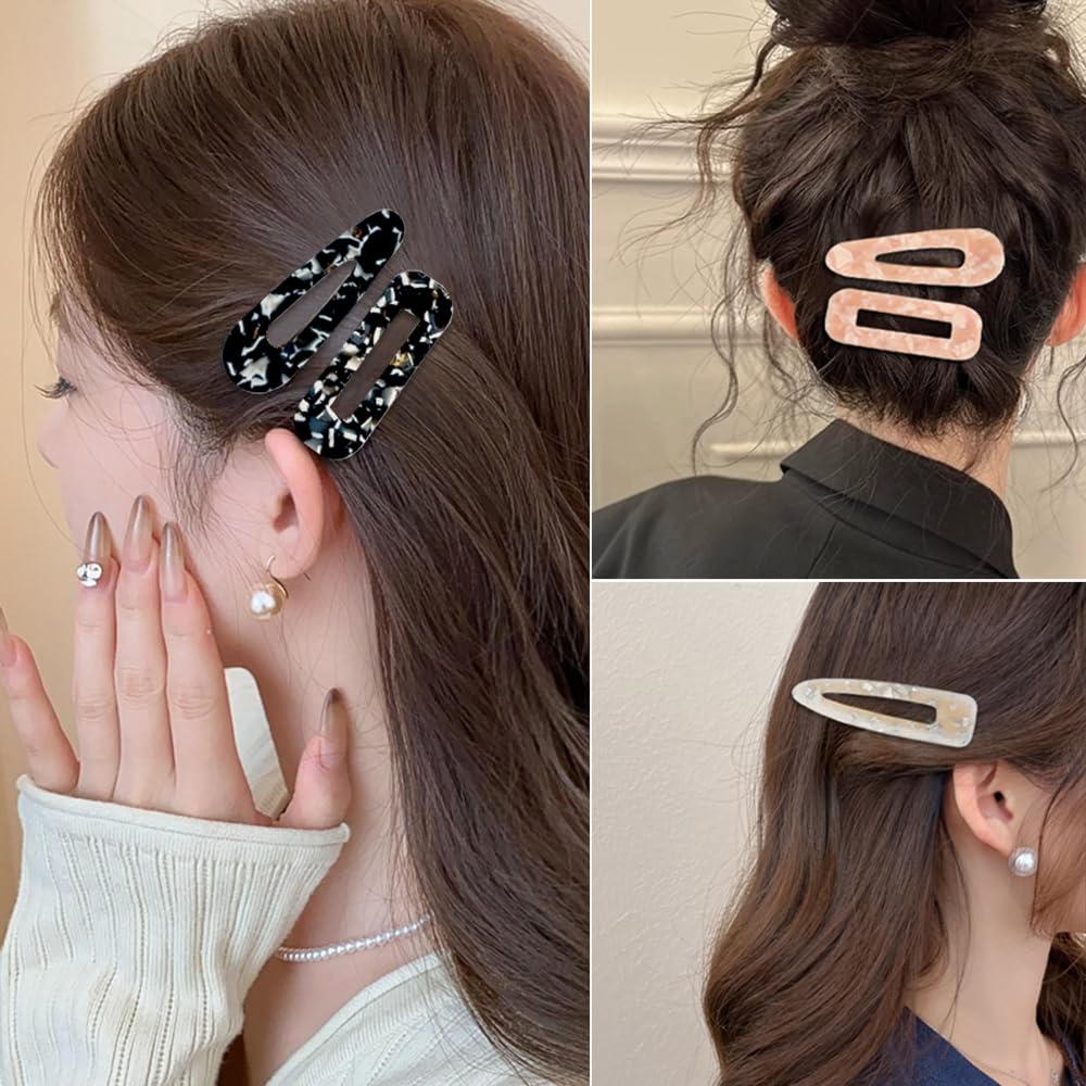 12 Pieces Acrylic Resin Marble Hair Clips Set, Decorative Pearls Hair Barrettes Sweet Decorative Bobby Pins Hairpin Headwear Hair Accessories Headwear for Women and Girls…