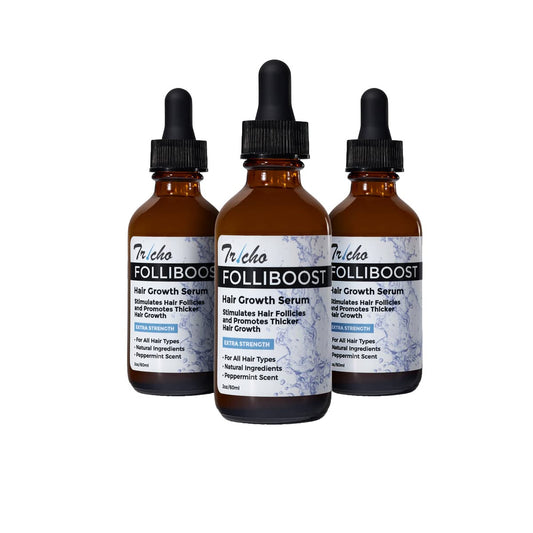 Tricho Labs Folliboost Hair Growth Serum - Natural-Based Formula w/Biotin & Peppermint Oil - Hair Care for Thicker & Fuller Hair - 2oz, 3-Pack