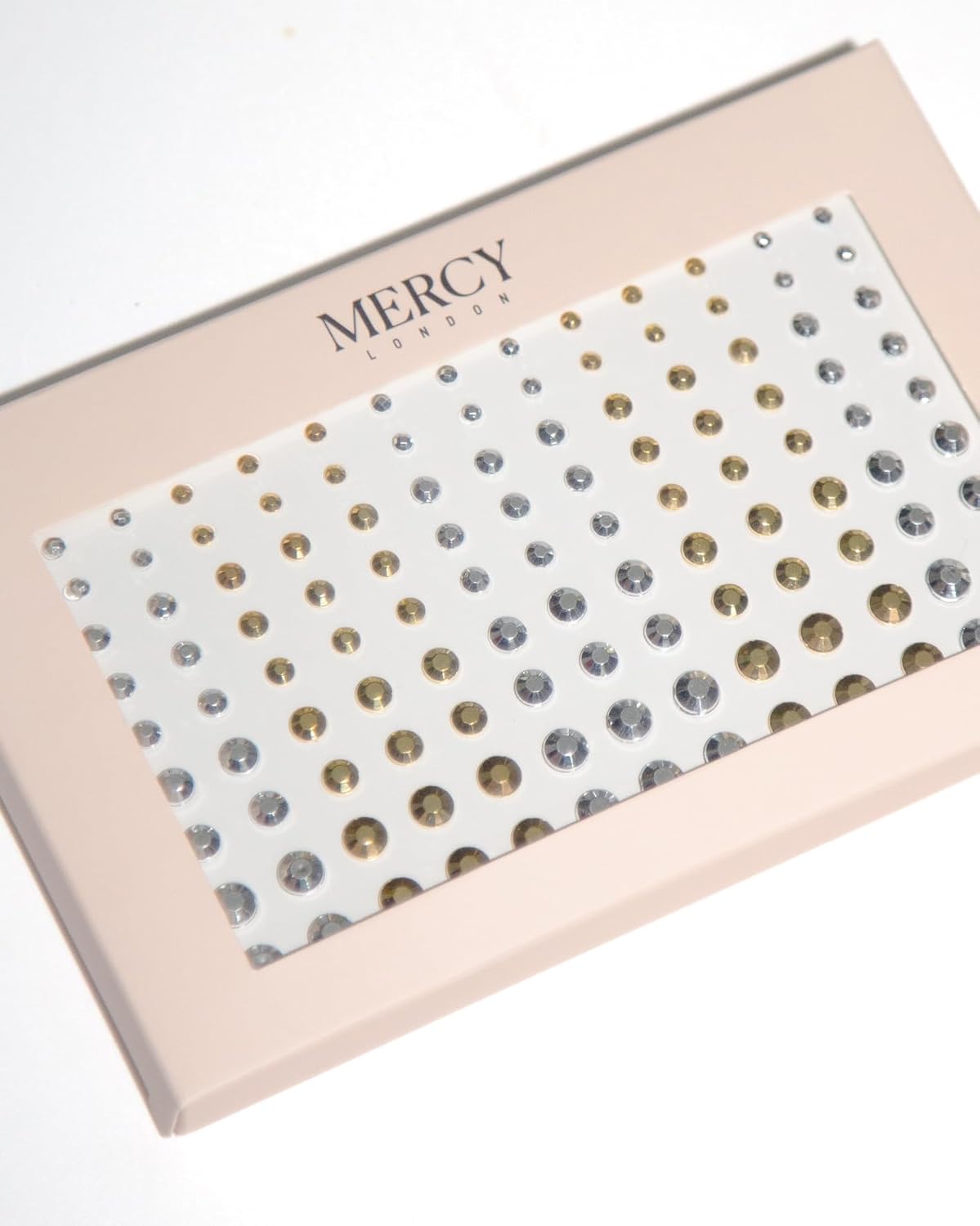 MERCY LONDON Face Gems in Metallic Gold Silver Studs, 866 Self Adhesive Makeup Face Gem Stickers, 4 Sheets, Reusable Eye Gems, DIY Face Gems