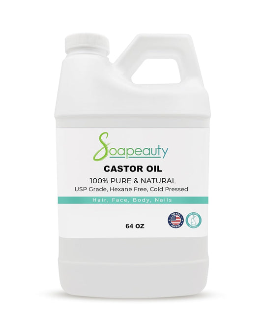 Soapeauty Cold Pressed Castor Oil |100% Pure Natural USP Grade Promotes Healthy Skin & Hair | Hexane Free | Thickens Eyebrows & Lengthens Eyelashes | 64 fl oz