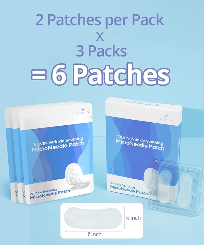 Dissolving Microdart Depuffing Patches for Under Eye and Smile line with Hyaluronic Acid and Tea Tree - 3 pairs - Anti wrinkle patches for face overnight