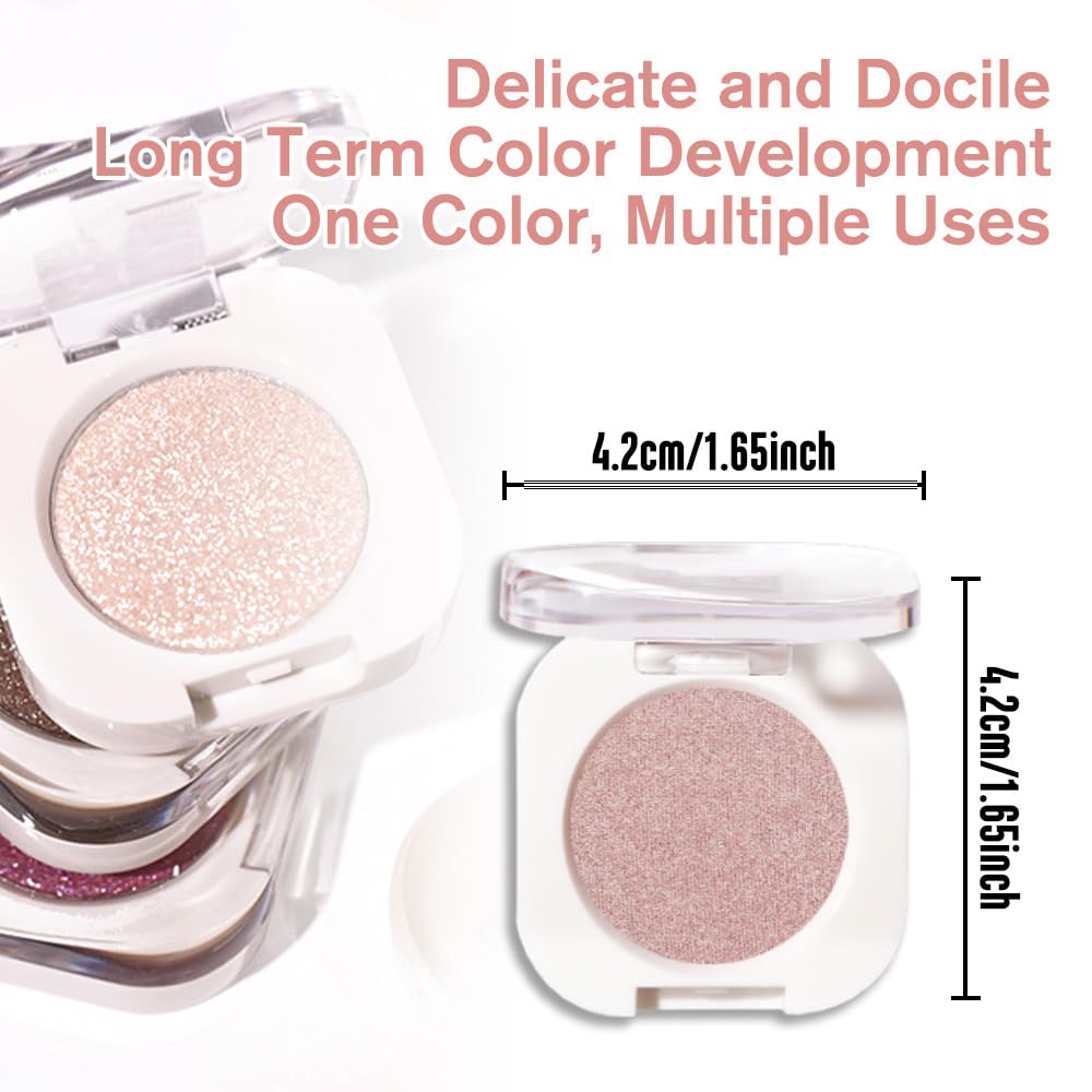 Champagne Shimmer Single Eye shadow Palette Makeup, Shimmer Sparkle Glitter Eyeshadow For Mature Women, Pigmented Waterproof Sombras Para Ojos, Vegan, Talc, Paraben&Cruelty Free, Girls Eyeshadows Gift