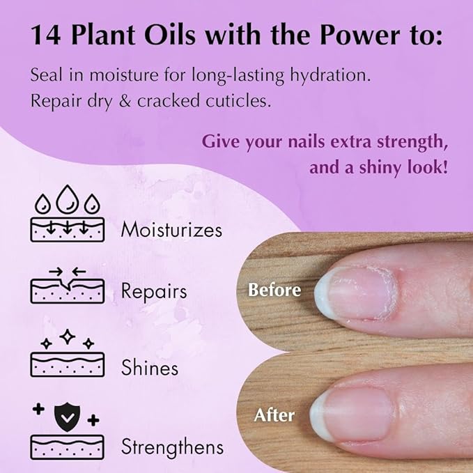 MONA BRANDS Revitalizing Natural Nail Oil Cuticle PEN with 14 Plant oils | Restores & Protects Damaged Cuticles & Nails | Moisturizes, Strengthens, Soothes, Shines (4-PK LAVENDER (2.5 mL each))