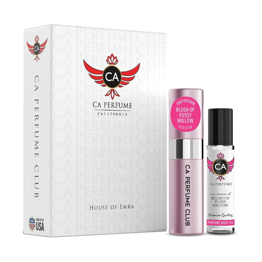 CA Perfume Duo Impression of Blush of Pussy Willow For Women Perfume Layering Set Long Lasting Travel Size EDP + Body Oil Roll-On Bottle 0.27 Fl Oz+0.33 Fl Oz