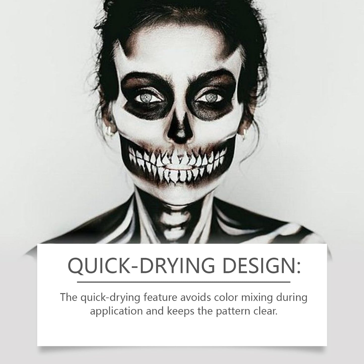 Face Paint Kit Black and White, Professional Halloween Body Paint Makeup Set, Washable & Skin-Friendly SFX Makeup for Adults and Kids, Ideal for Cosplay, Theatrical & Costume Parties