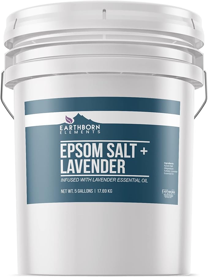 Earthborn Elements Eucalyptus Epsom Salt, Lavender Epsom Salt, & Epsom Salt Bundle (5 Gallons Each), Bulk Sizes, Pure & Undiluted, Soak & Clean
