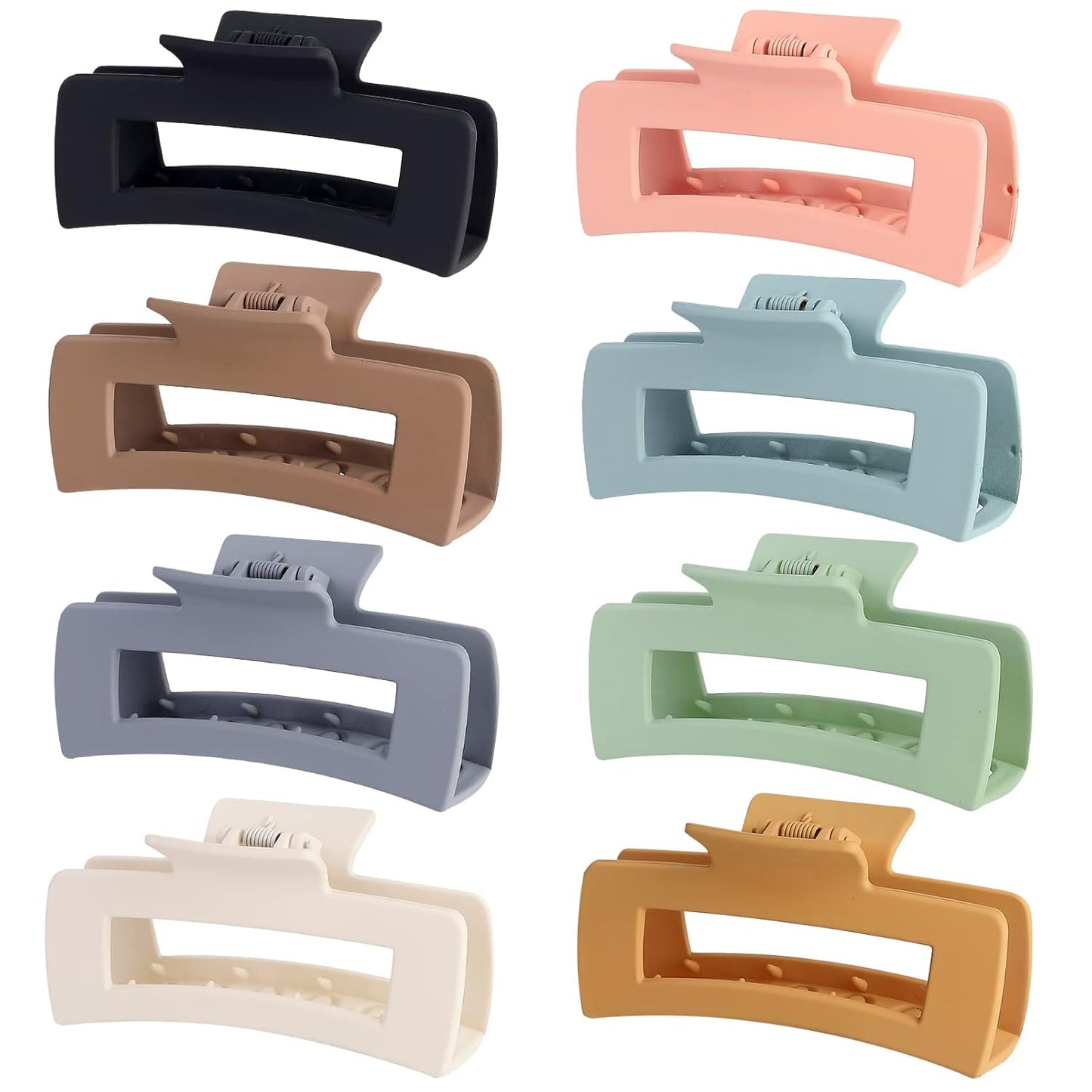 4.1 Inch Large Hair Claw Clips 8 Pcs Rectangle Big Hair Clips for Thick Hair Nonslip Claw Acrylic Banana Jaw Clips Hair Accessories for Women and Girls (Light Color)